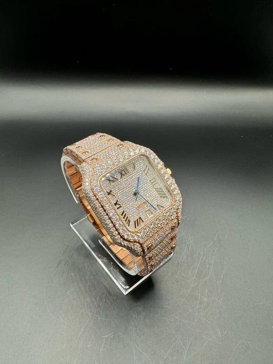 FULL ROSE SQUARE CARTIER MOISSANITE WATCH (40MM)