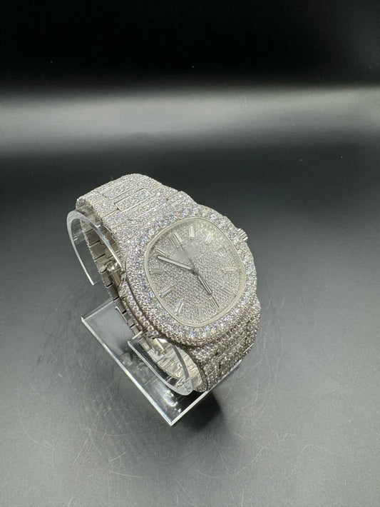 PATEK MOISSANITE WATCH WITH BAGUETTE DIAL (41MM)