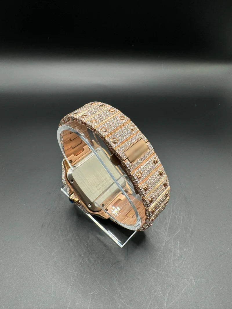 FULL ROSE SQUARE MOISSANITE WATCH (40MM)