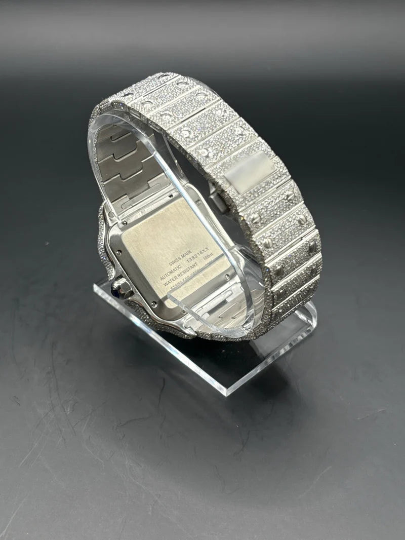 WHITE SQUARE MOISSANITE WATCH (40MM)