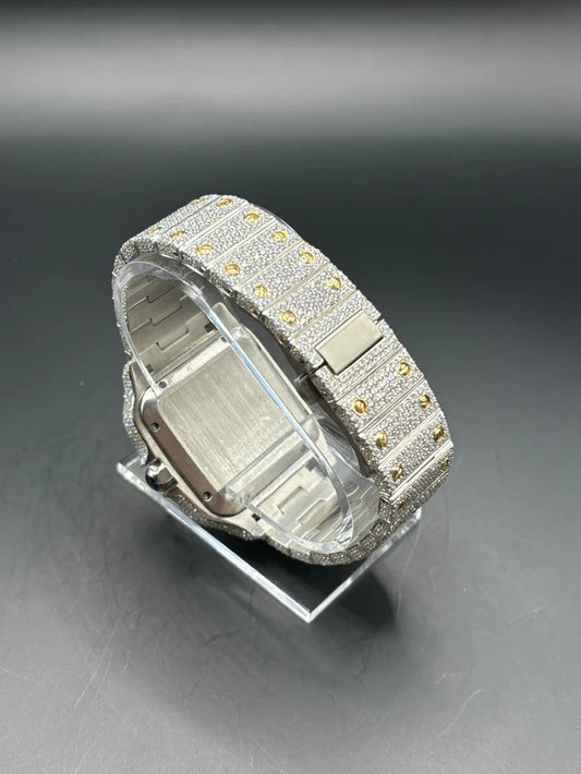 TWO-TONE YELLOW SQUARE CARTIER MOISSANITE WATCH (40MM)