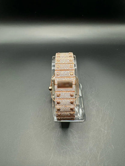 FULL ROSE SQUARE MOISSANITE WATCH (40MM)