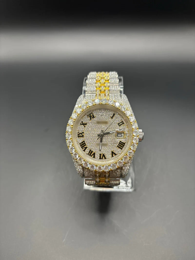 TWO-TONE YELLOW MOISSANITE WATCH WITH JUBILEE BRACELET (41MM)