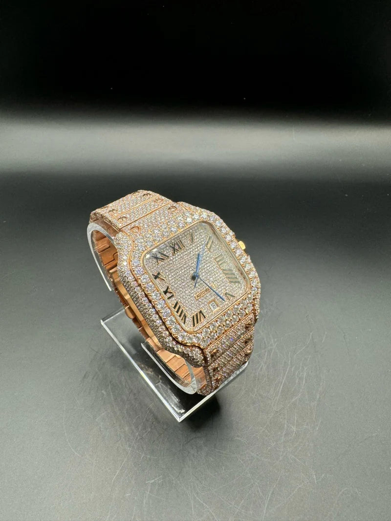 FULL ROSE SQUARE MOISSANITE WATCH (40MM)
