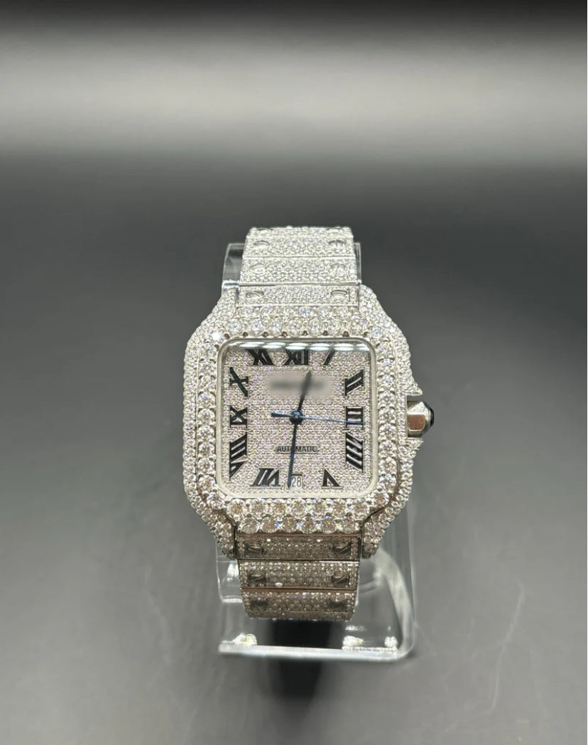 WHITE SQUARE MOISSANITE WATCH (40MM)