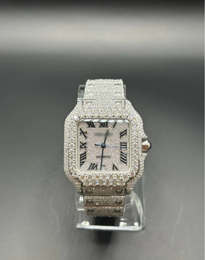 WHITE SQUARE MOISSANITE WATCH (40MM)