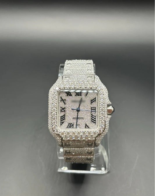 WHITE SQUARE MOISSANITE WATCH (40MM)