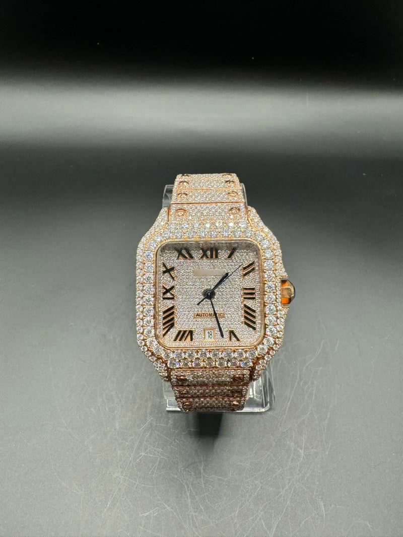 FULL ROSE SQUARE MOISSANITE WATCH (40MM)