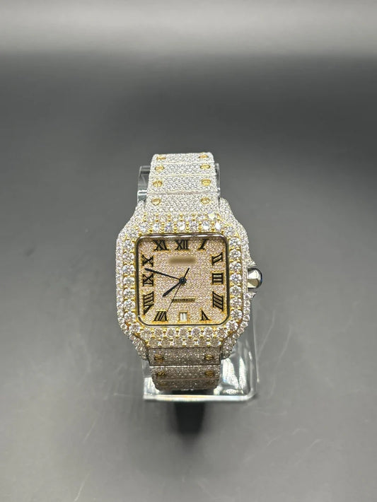 TWO-TONE YELLOW SQUARE MOISSANITE WATCH (40MM)