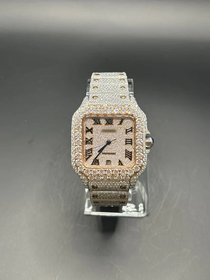 TWO-TONE ROSE SQUARE MOISSANITE WATCH (40MM)