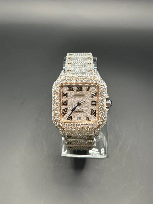 TWO-TONE ROSE SQUARE MOISSANITE WATCH (40MM)