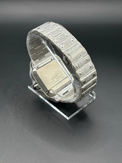 WHITE SQUARE MOISSANITE WATCH (40MM)