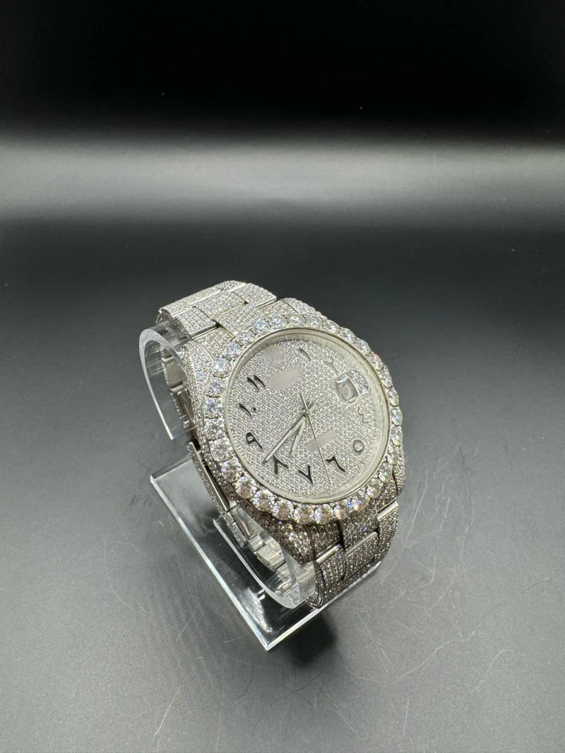 MOISSANITE WATCH WITH OYSTER BRACELET AND ARABIC DIAL (41MM)