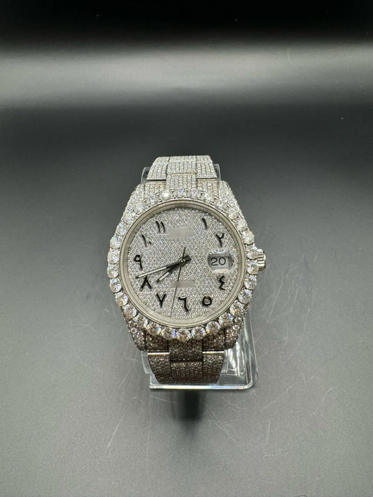 MOISSANITE WATCH WITH OYSTER BRACELET AND ARABIC DIAL (41MM)