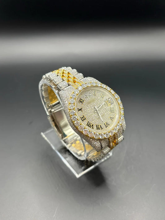 TWO-TONE YELLOW MOISSANITE WATCH WITH JUBILEE BRACELET (41MM)