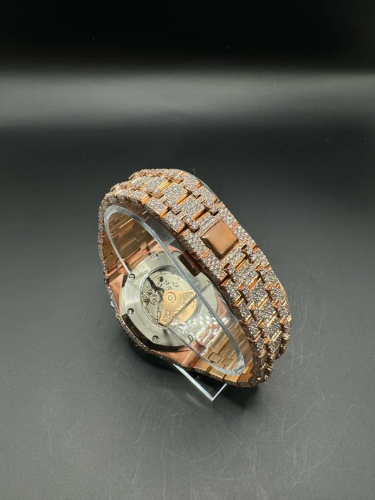 FULL ROSE MOISSANITE WATCH (41MM)