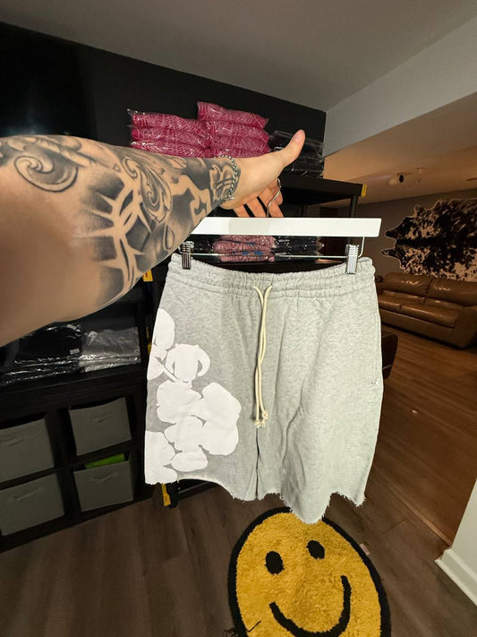 GREY & WHITE D3IN T3ARS SHORTS