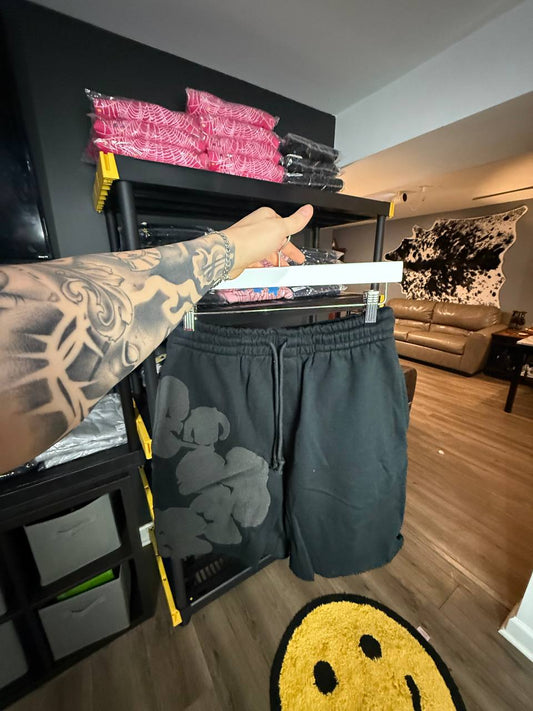 BLACK & GREY D3IN T3ARS SHORTS