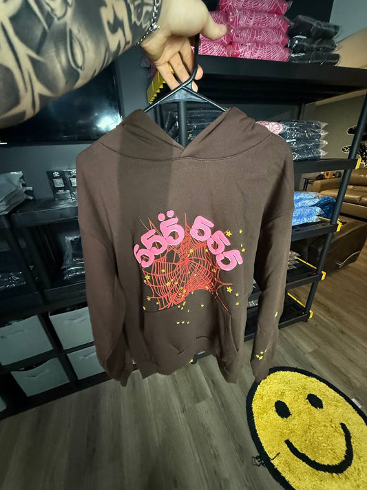 BROWN & PINK SP4DER HOODIE