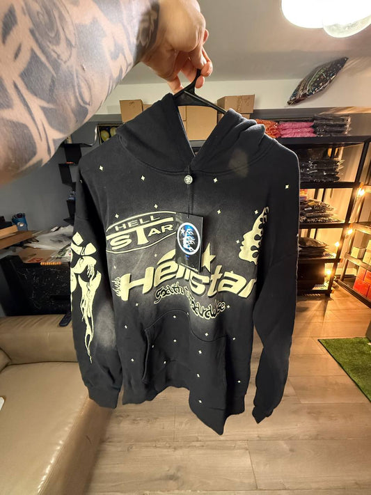BLACK & LIGHT CREAM H3LLSTAR HOODIE