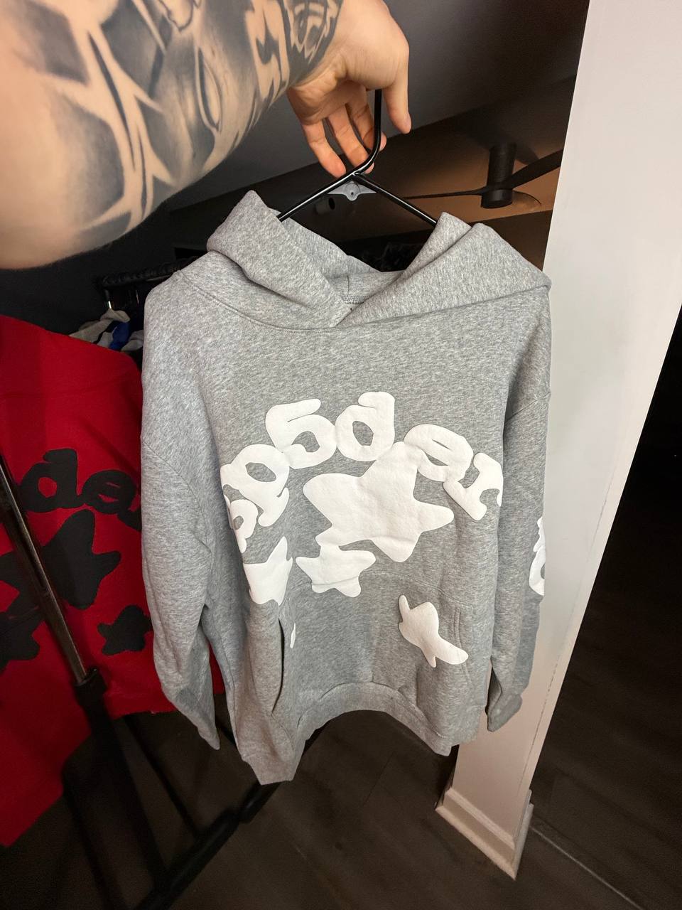 GREY & WHITE SP4DER HOODIE